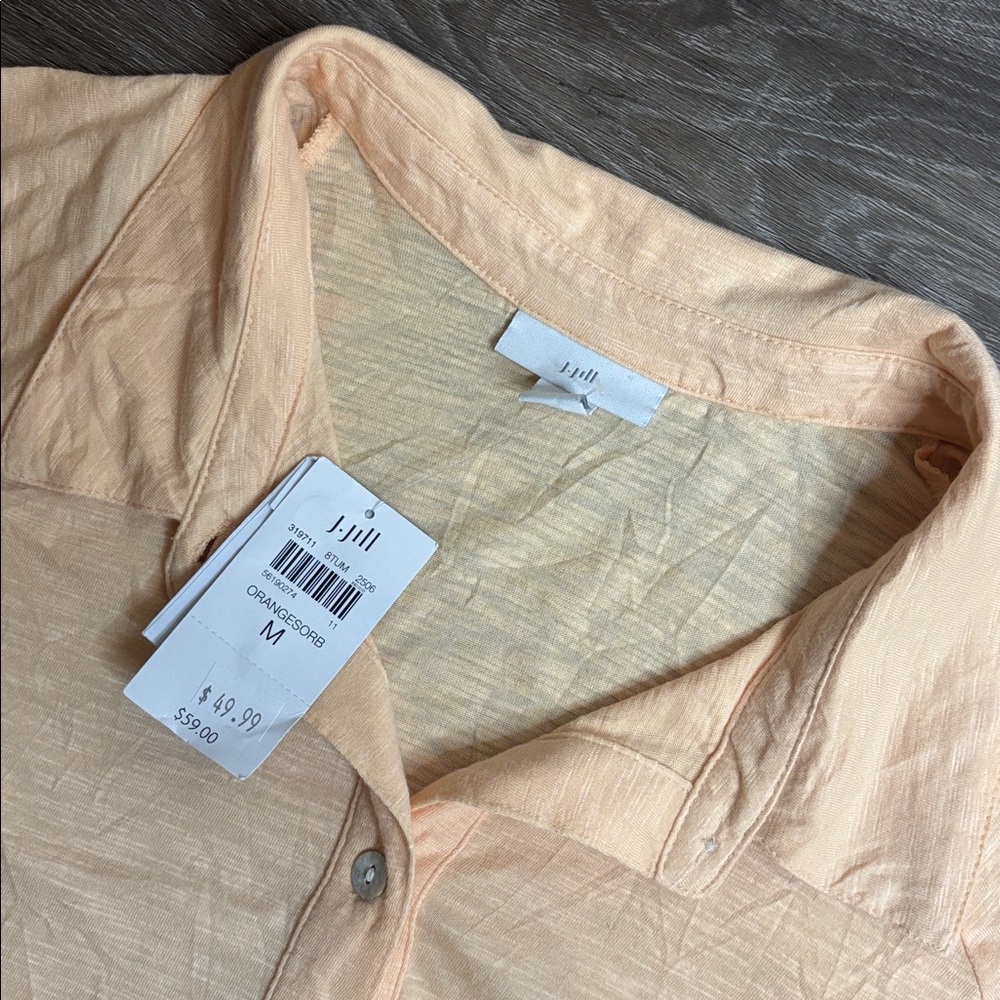 J. Jill Orange Sorbet Button Down Tencel Cotton Shirt - Picture 6 of 11